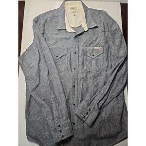 Lucky Brand 100%  Cotton Shirt Mens XXL Grey Pearl Snap Sportswear Dungarees